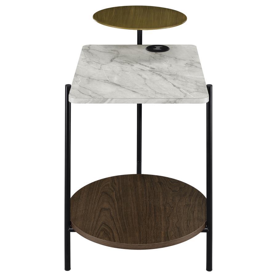 Coaster Fine Furniture Ottilie - 3-Tier Side Table Wireless Charger - White And Black | Meri Furniture
