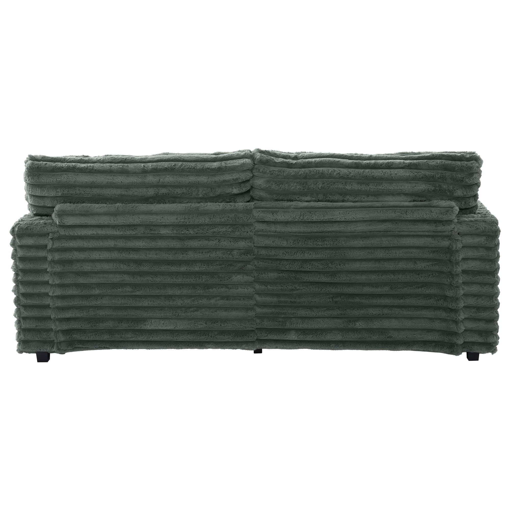 Plush Oversized Double Chaise Lounge Sofa Bed With USB Ports And Cup Holders