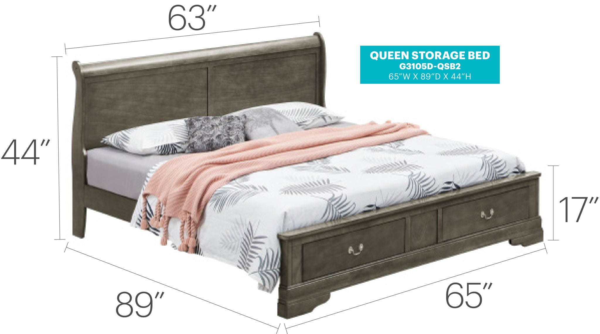 Louis Phillipe - Storage Bed