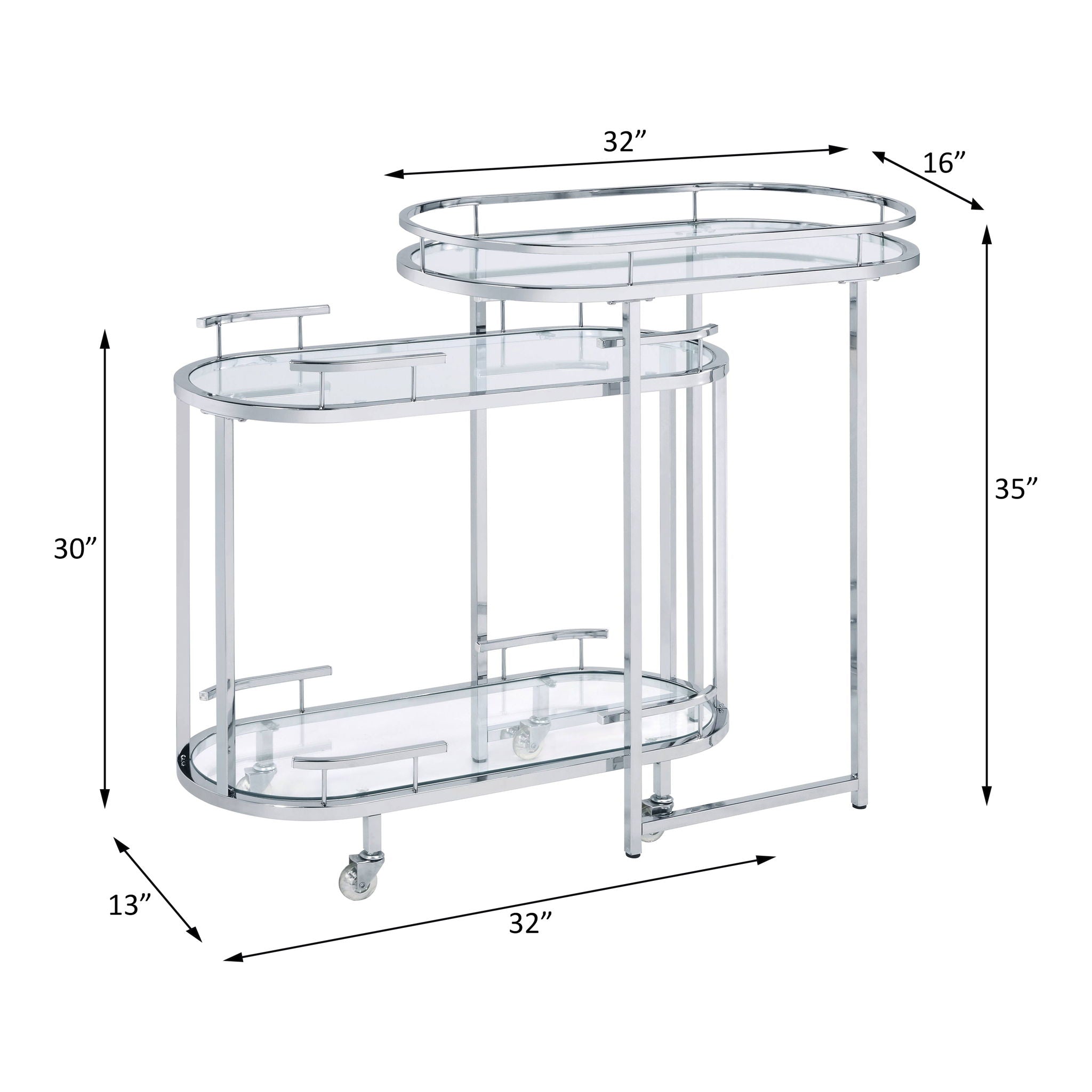 Piffo - Serving Cart Set - Clear Glass & Chrome