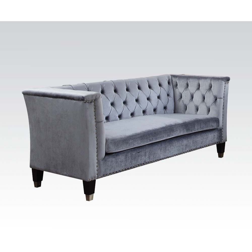 ACME Honor - Loveseat - Blue-Gray Velvet | Meri Furniture
