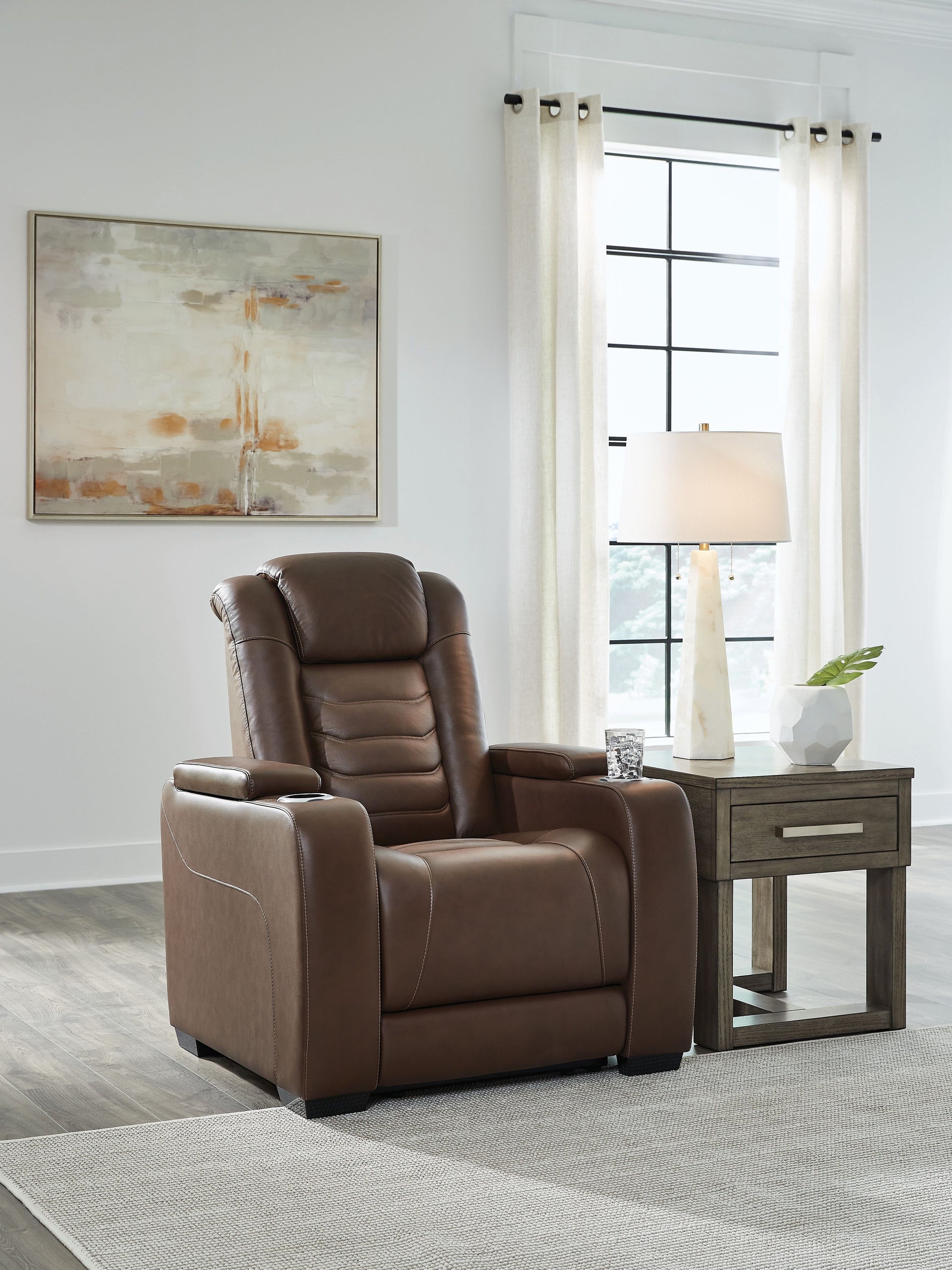 Signature Design by Ashley® High Impact - Tobacco - Power Recliner / Adj Headrest | Meri Furniture