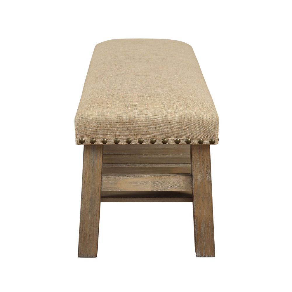 ACME Bigot - Bench - Fabric & Antique White | Meri Furniture