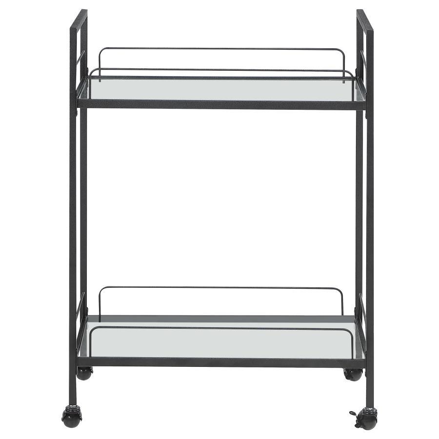Coaster Fine Furniture Curltis - 2-Tier Rectangular Glass Shelf Metal Bar Cart - Black | Meri Furniture