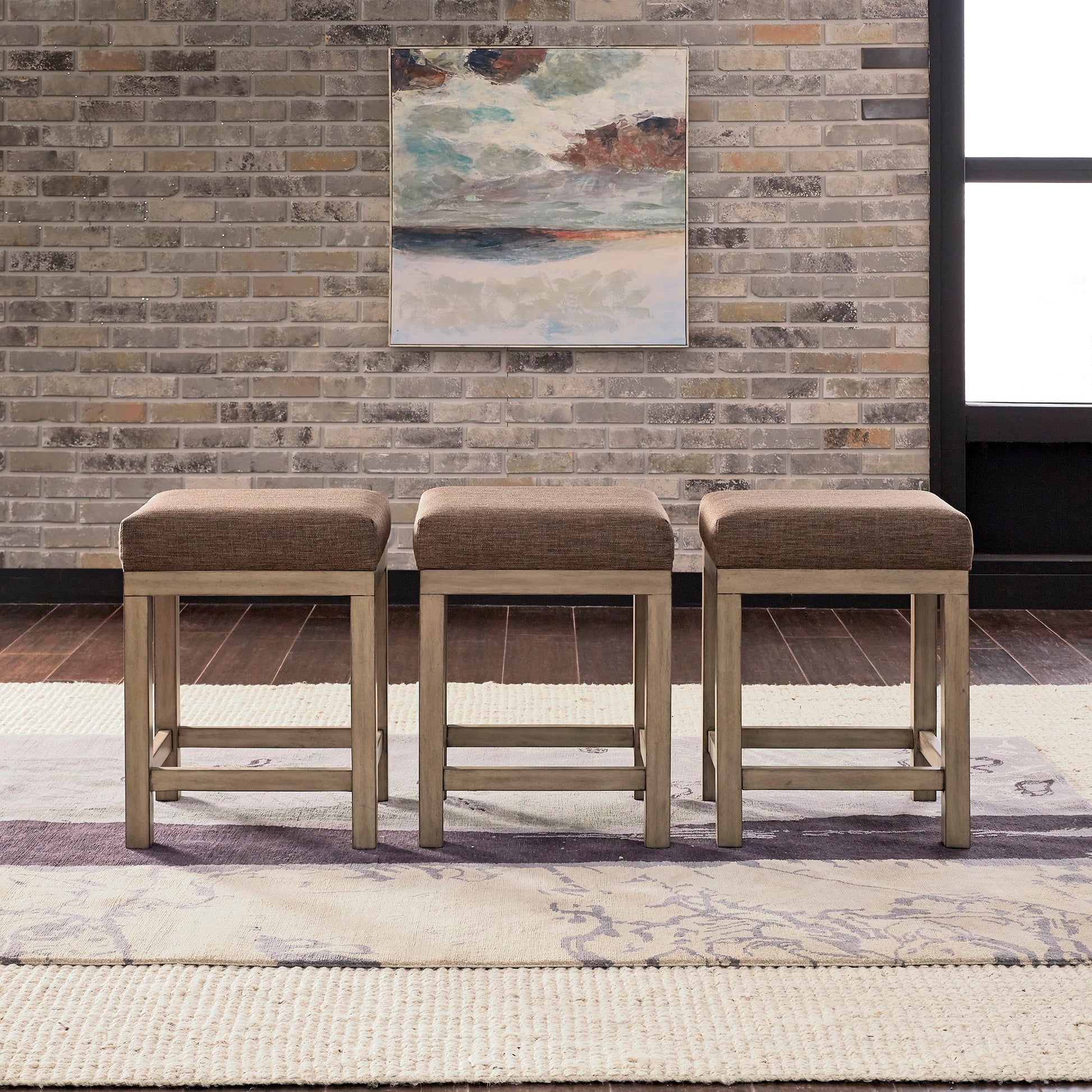 Liberty Furniture Sun Valley - Upholstered Console Stools (3 Piece Set) - Light Brown | Meri Furniture