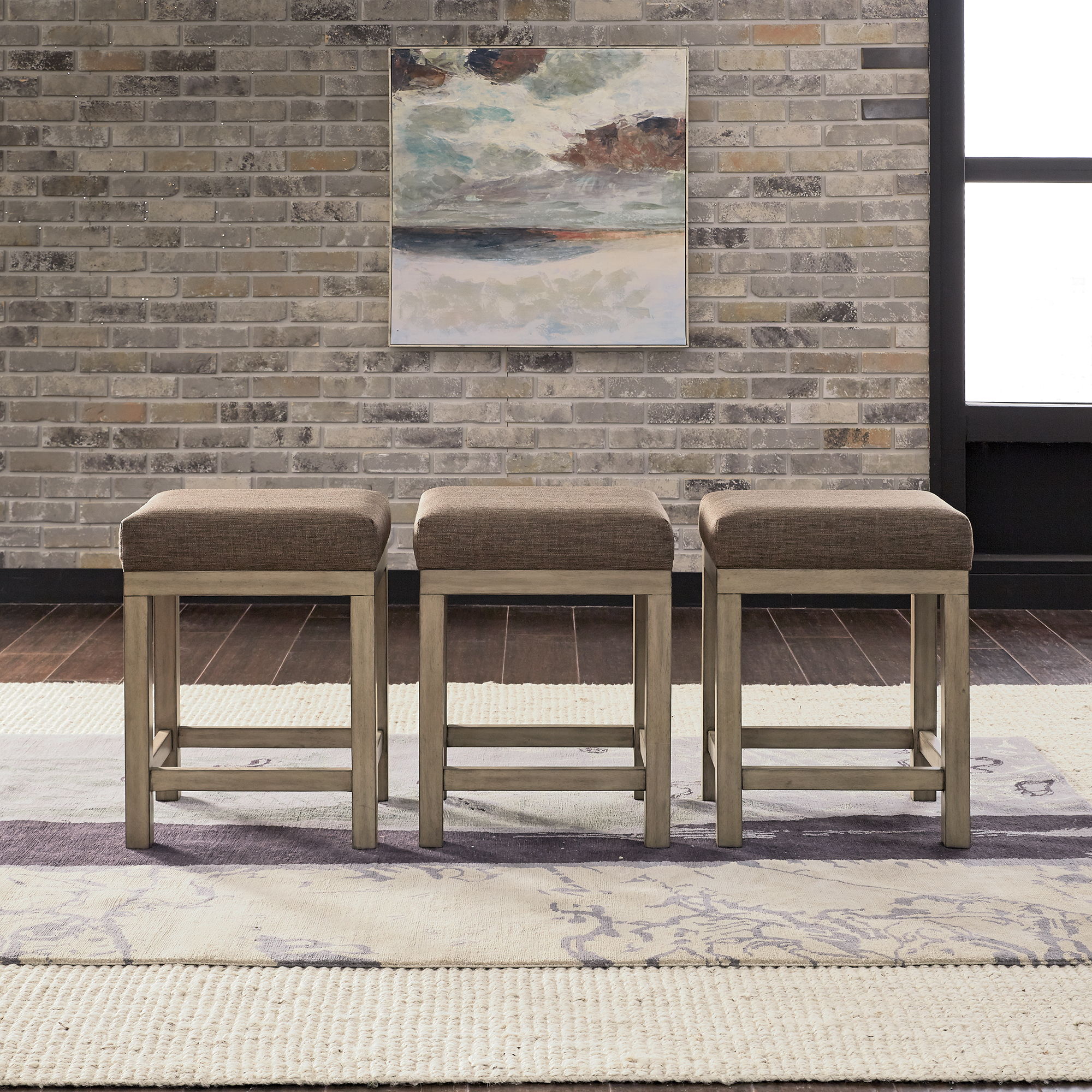 Liberty Furniture Sun Valley - Upholstered Console Stools (3 Piece Set) - Light Brown | Meri Furniture