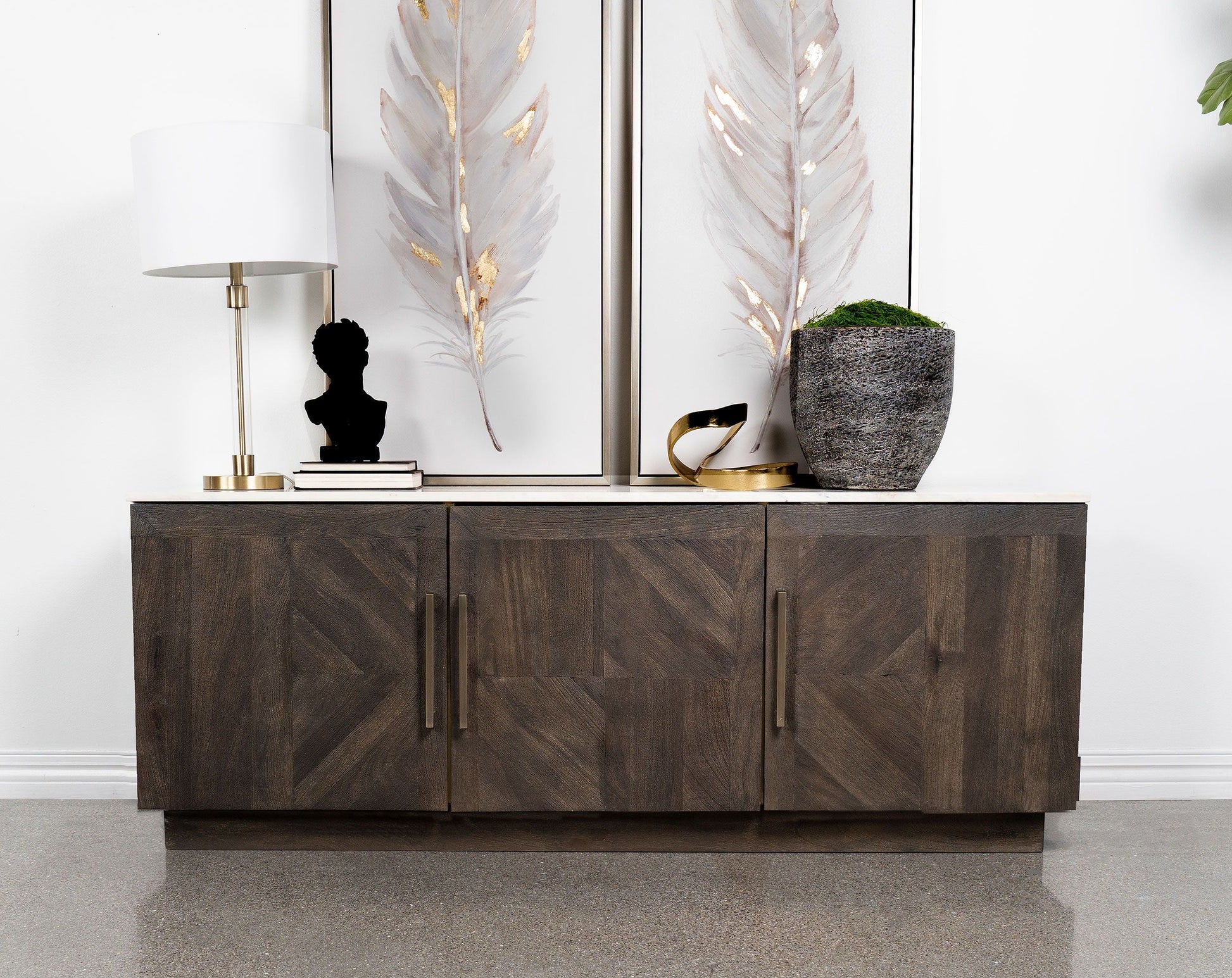Coaster Fine Furniture Dennis - 3 Door Marble Top Sideboard Buffet - Tobacco Gray | Meri Furniture