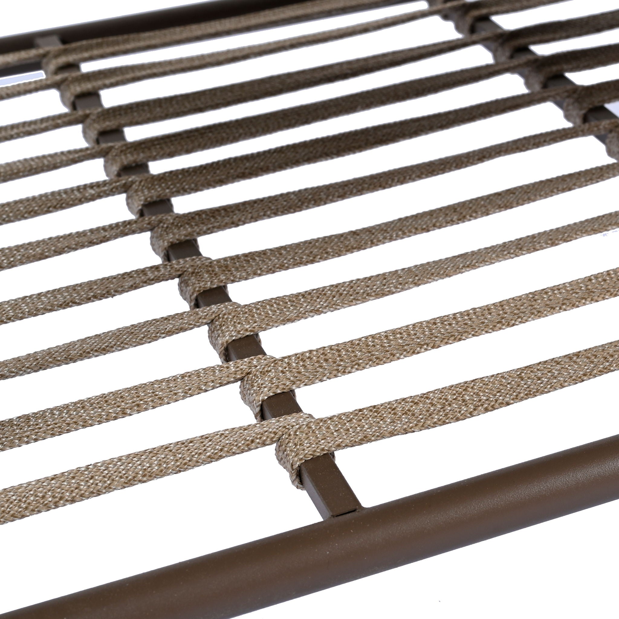 4 Piece Outdoor Patio Furniture Set, Metal Chairs With Woven Rope U Shaped Backrest