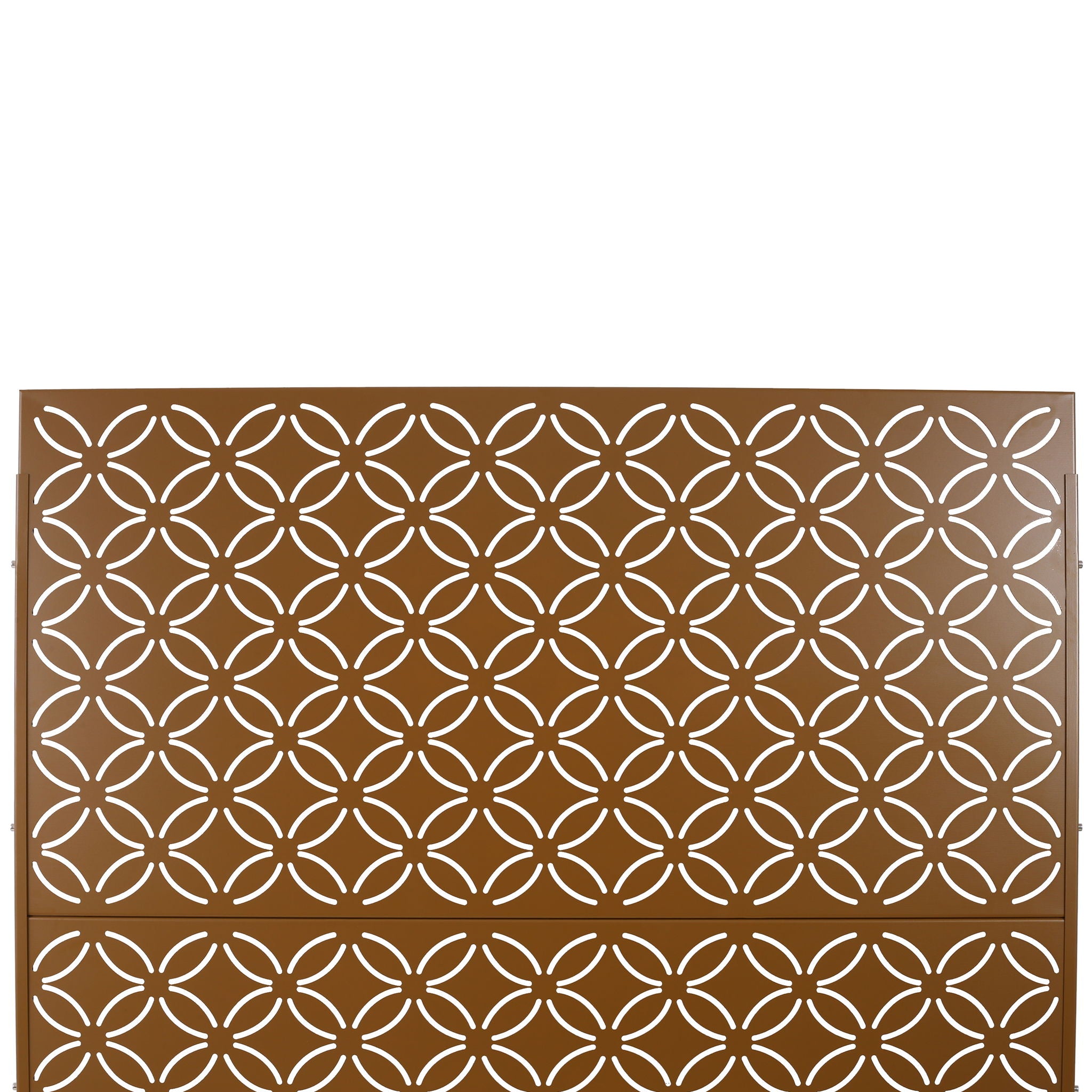 Freestanding Decorative Privacy Screen For Deck Balcony Patio, Metal Privacy - Brown