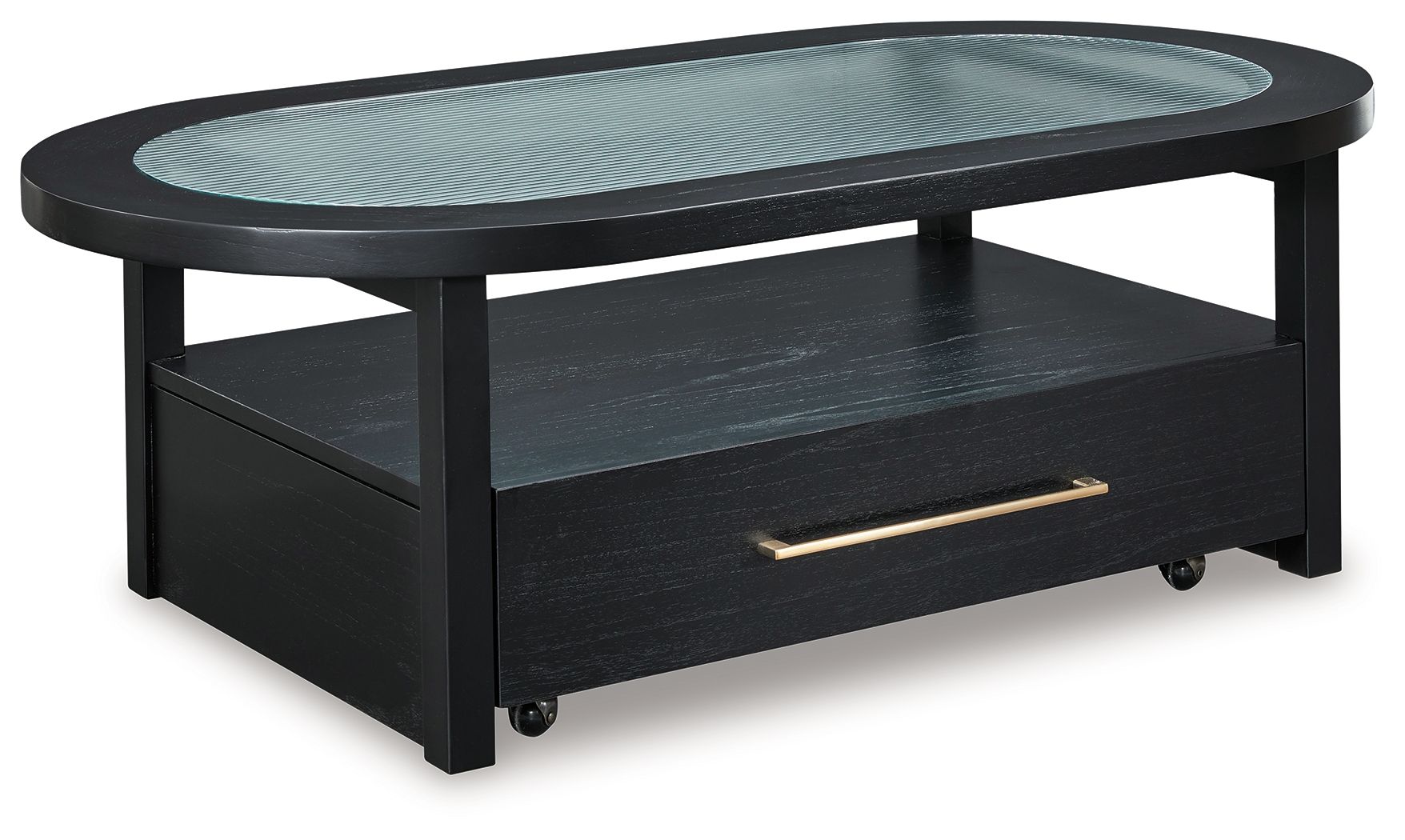 Signature Design by Ashley® Winbardi - Black - Oval Cocktail Table | Meri Furniture