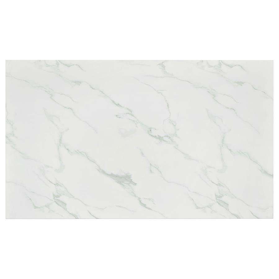 Athena - Rectangular Faux Marble Dining Table - Chrome