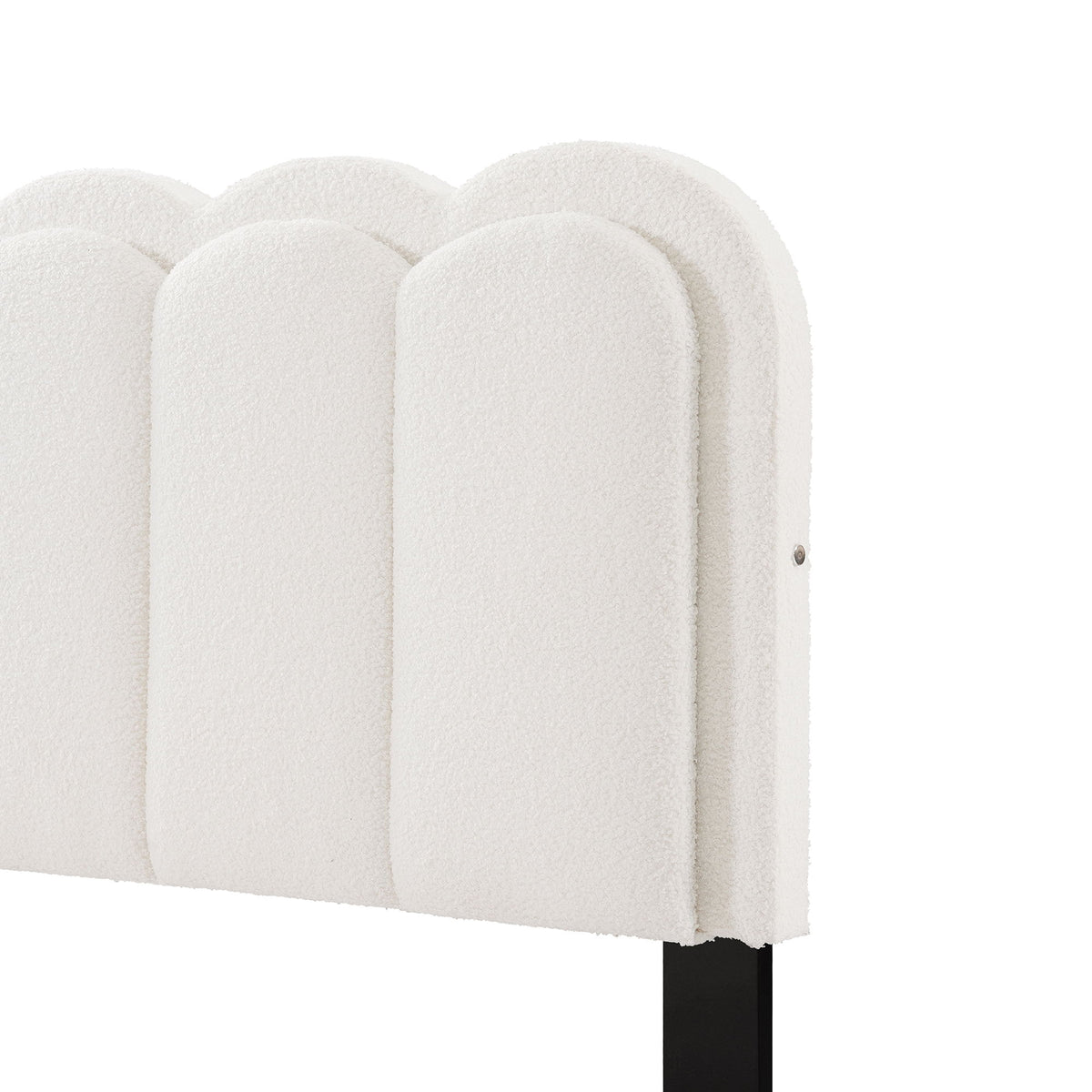 Queen Size Lambswool Petal Headboard Bed Frame With Ambient Light - White