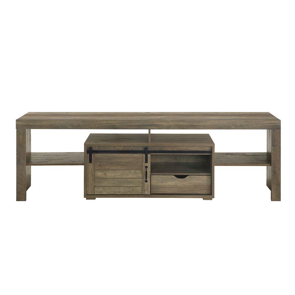 ACME Wasim - TV Stand - Rustic Oak Finish | Meri Furniture
