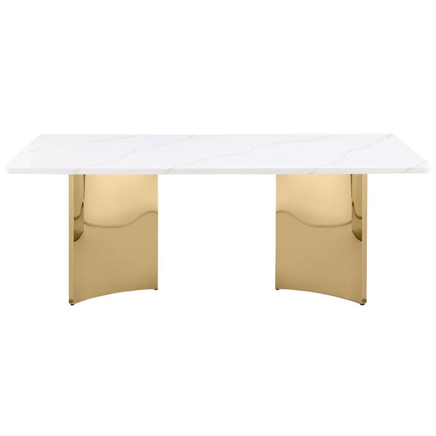 Coaster Fine Furniture Telvin - Rectangular Marble Top Dining Table White - White Marble | Meri Furniture