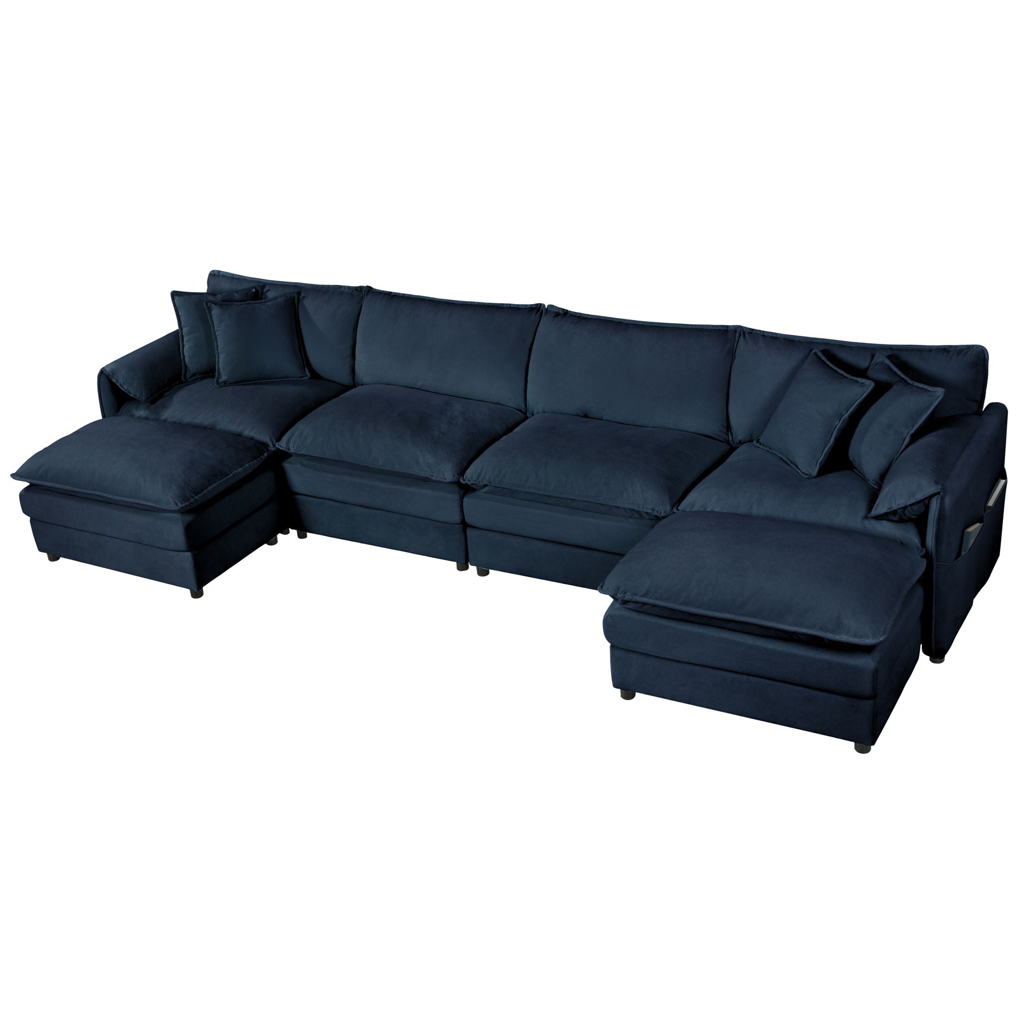 Modern Comfy Deep Seat Modular Sectional Sofa Cloud Couch With Ottoman