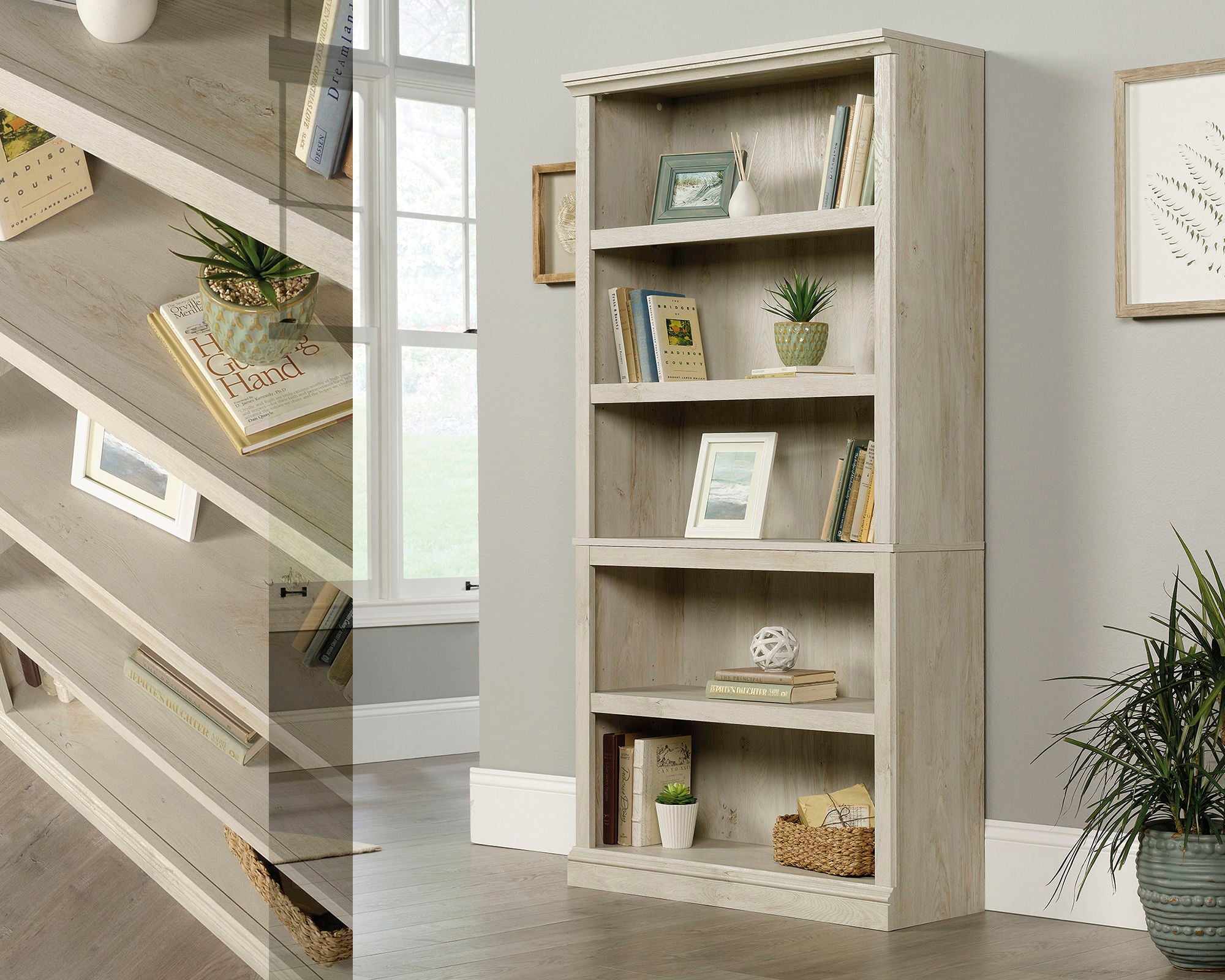 5-Shelf Bookcase Chalked Chestnut