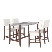 5 Piece Counter Height Dining Set With 4 Upholstered Chairs