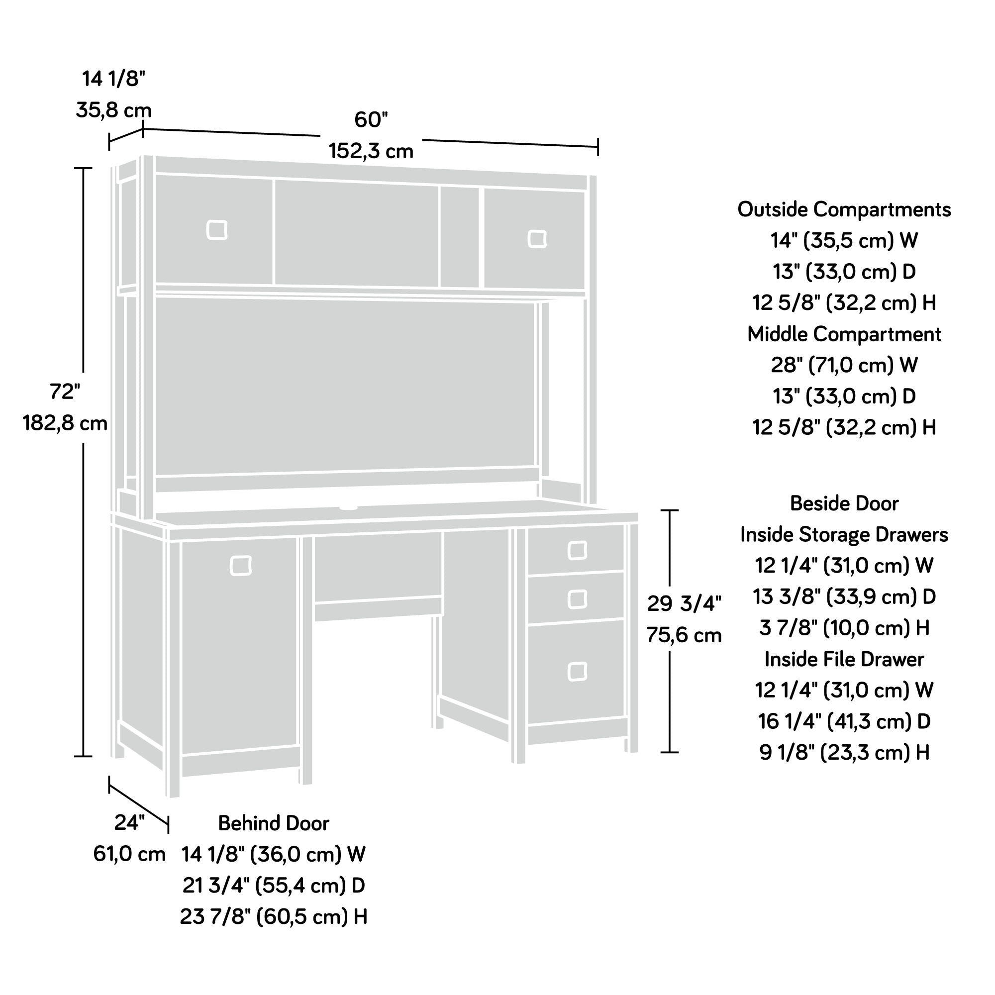 Computer Desk with Hutch Bundled Combo