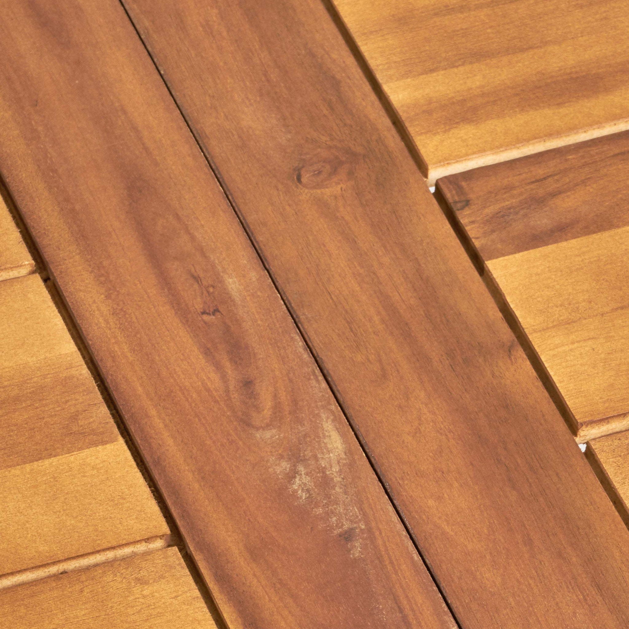 Della - Modern Industrial Dining Table With Acacia Wood Top - Teak