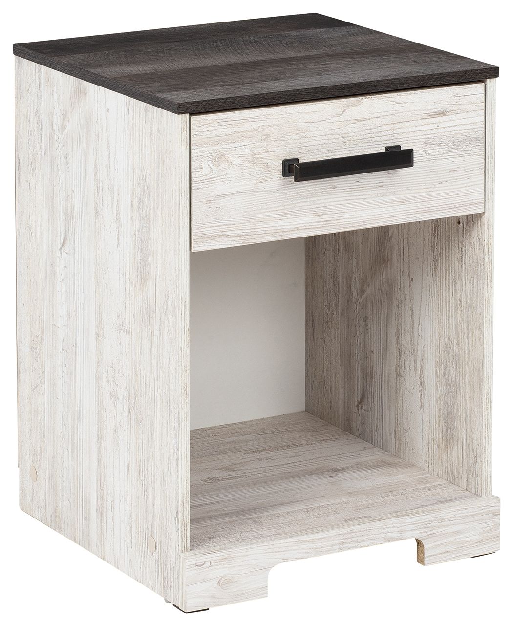 Signature Design by Ashley® Shawburn - White / Black / Gray - One Drawer Night Stand - Open Cubby | Meri Furniture