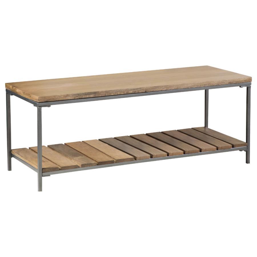 Coaster Fine Furniture Gerbera - Wood Accent Bench With Shelf - Natural And Gunmetal | Meri Furniture