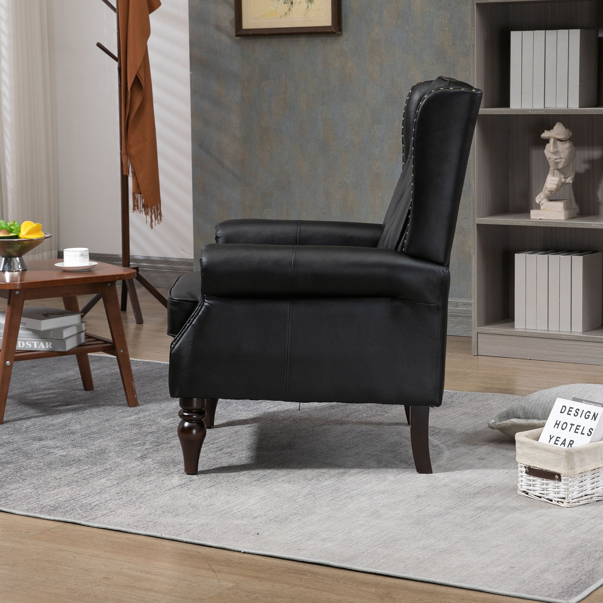 Modern Accent Armchair With Sturdy Wood Legs