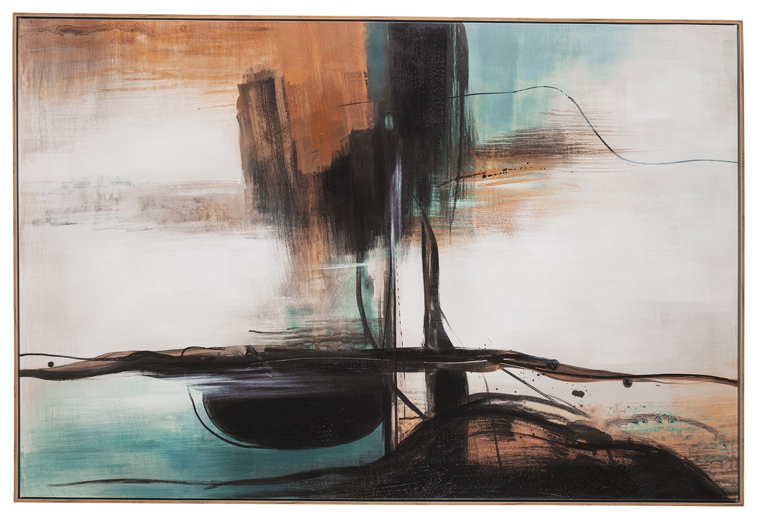 Ashley Furniture Brunonia - Teal / Orange / Black - Wall Art | Meri Furniture