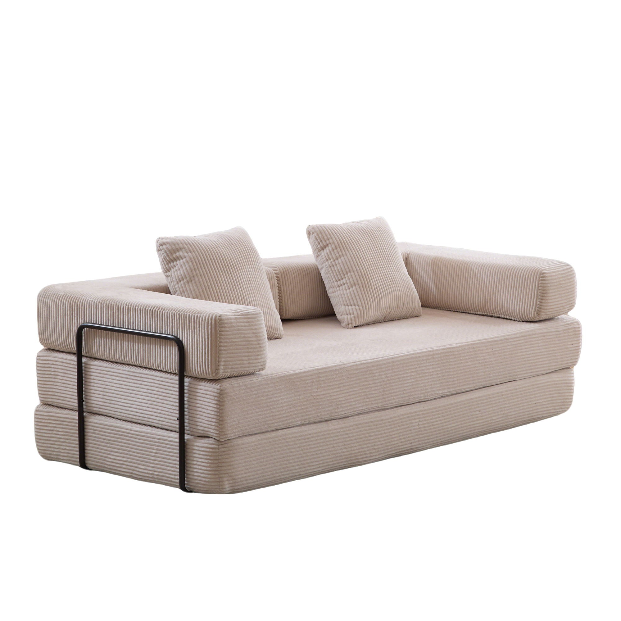 Floor Couch, Convertible Floor Sofa Bed With Pillow Back Support Armrest