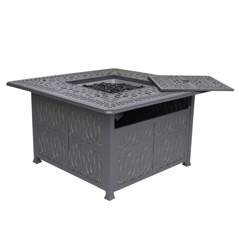 Powder Coated Aluminum Propane Gas Fire Pit Table - Gunmetal
