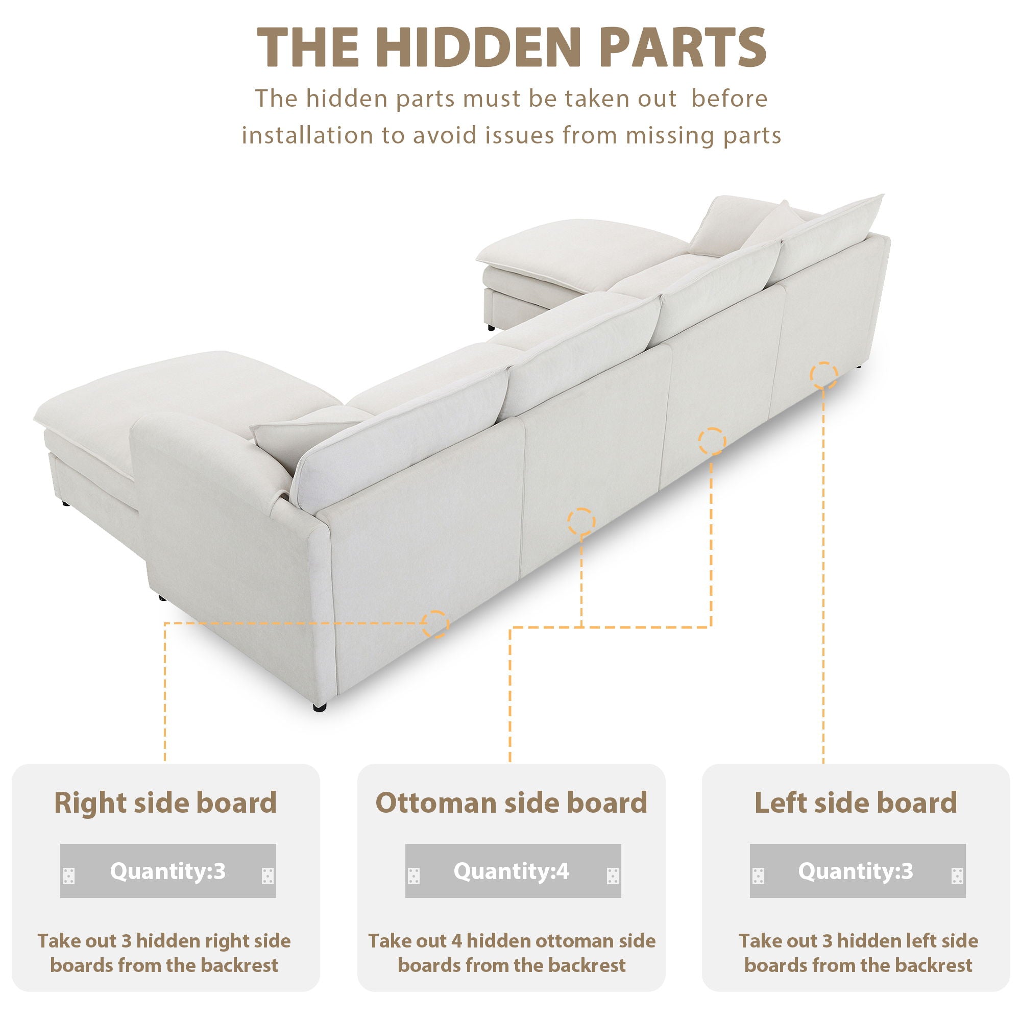 Chenille Modular Sectional Sofa, U Shaped Cloud Couch Set With Double Cushions, 6 Seat Sleeper Sofa Bed With Ottomans, Oversized Indoor Furniture For Living Room