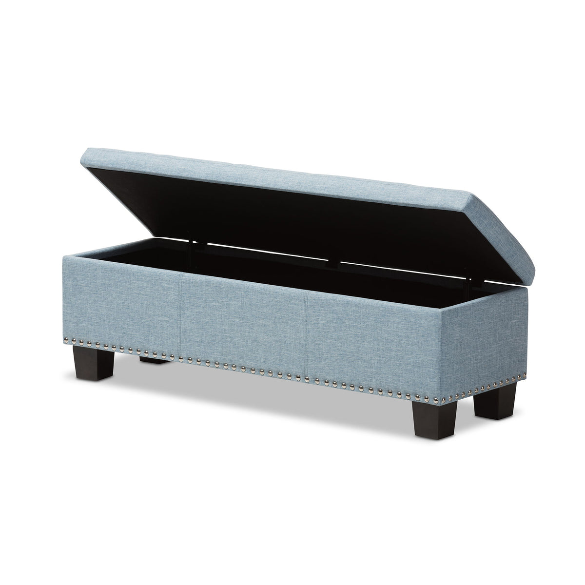 Hannah Modern and Contemporary Light Blue Fabric Upholstered Button-Tufting Storage Ottoman Bench