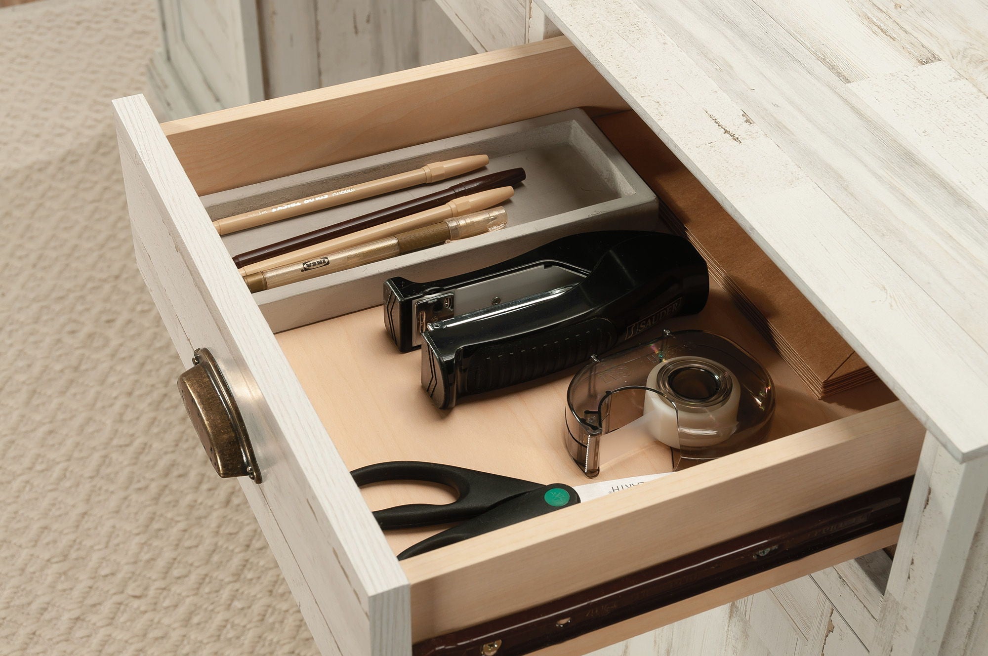 Home Office Executive Desk in White Plank
