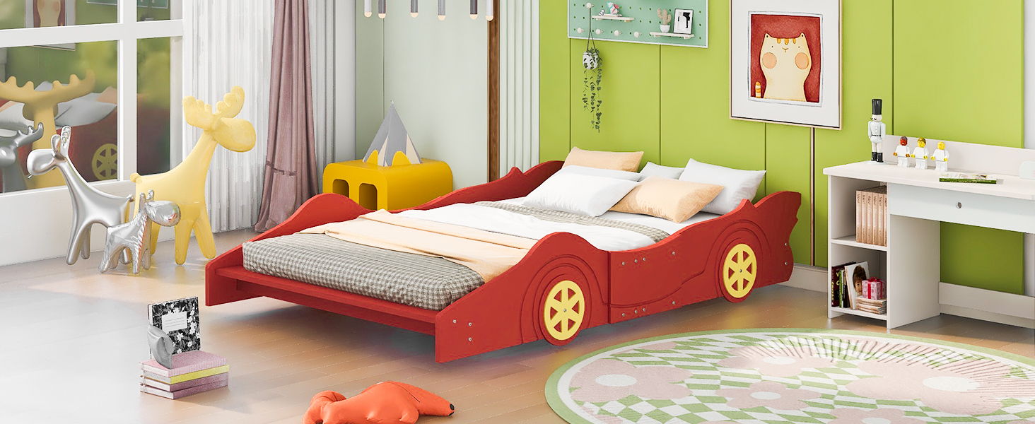 Race Car Shaped Platform Bed & Wheels