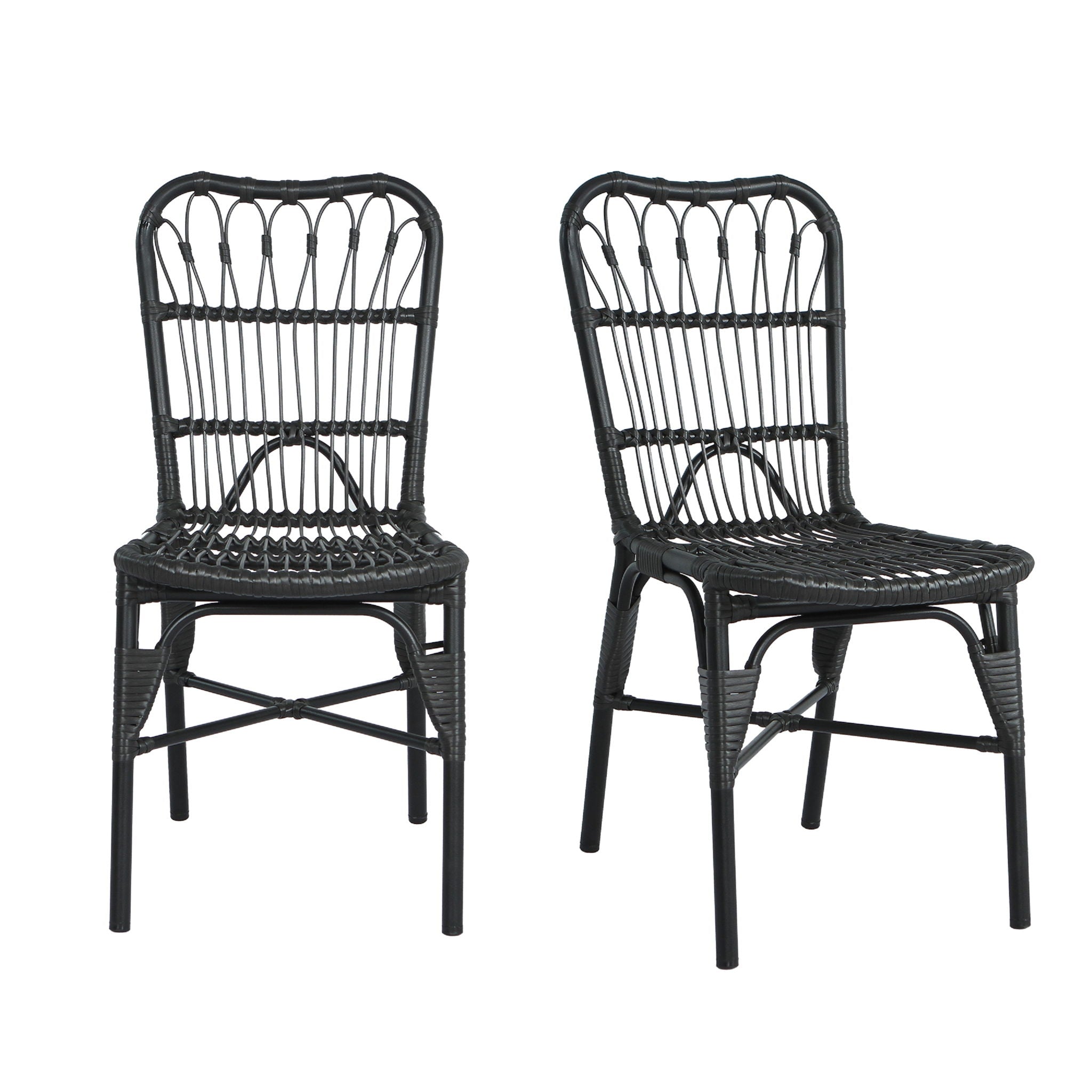Outdoor Wicker Patio Dining Chairs Set With Durable Frame And Rattan Weave