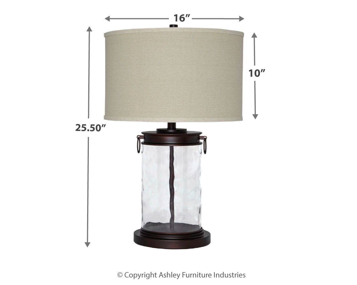 Ashley Furniture Tailynn - Clear / Bronze Finish - Glass Table Lamp | Meri Furniture