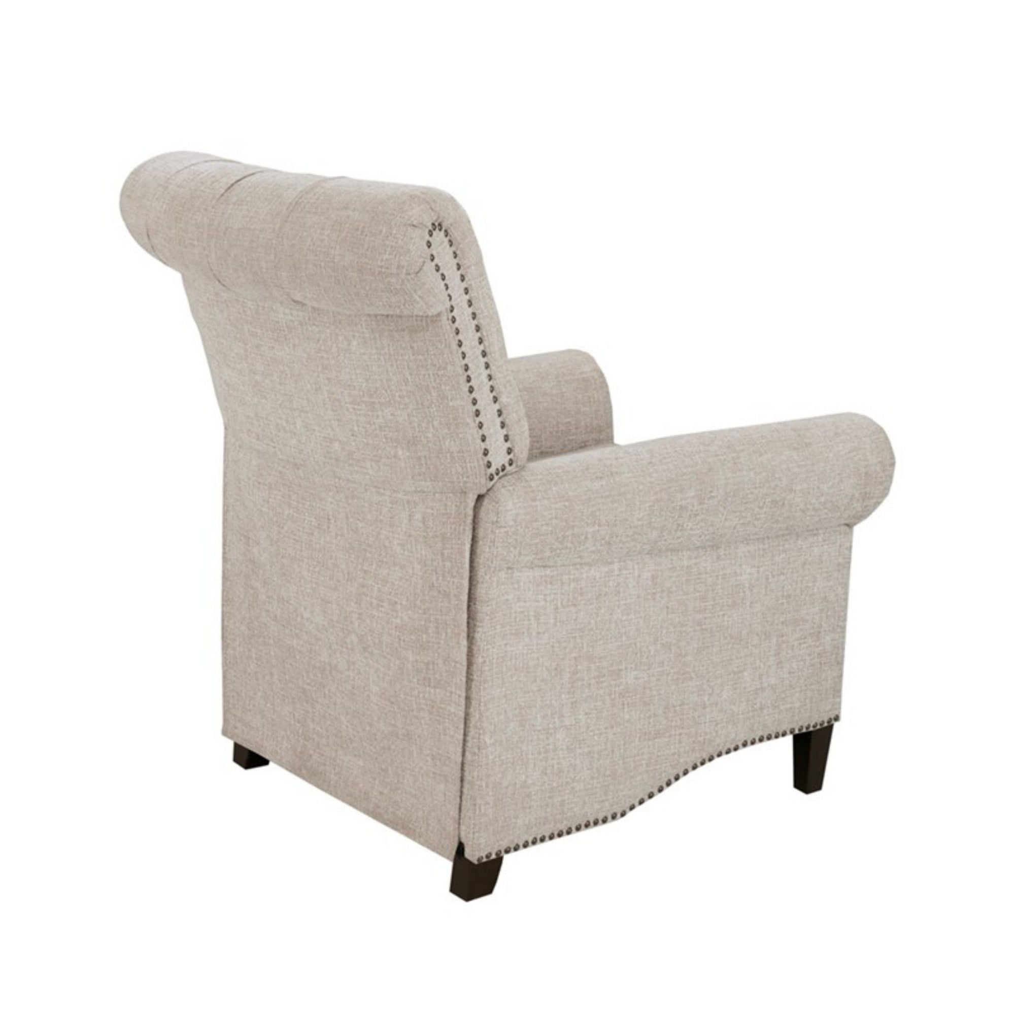 Aidan - Push Back Recliner Chair With Tufted Back And Nailhead Trim - Cream