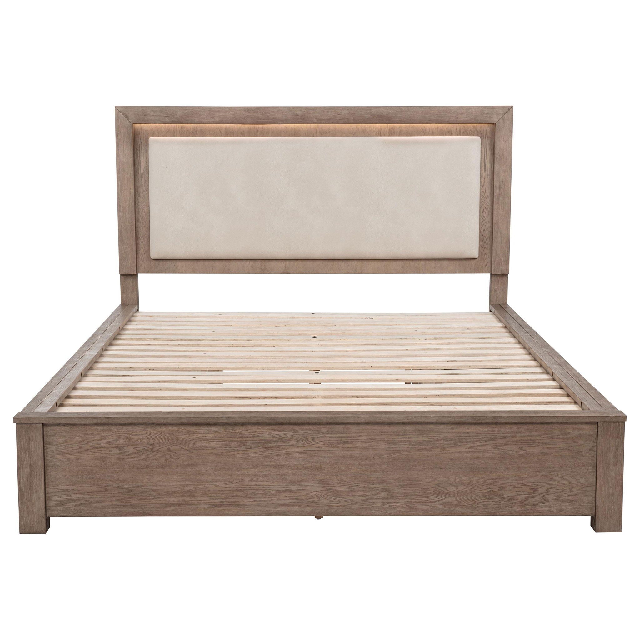 Kenora 56-inch California King LED Storage Bed Barley Brown
