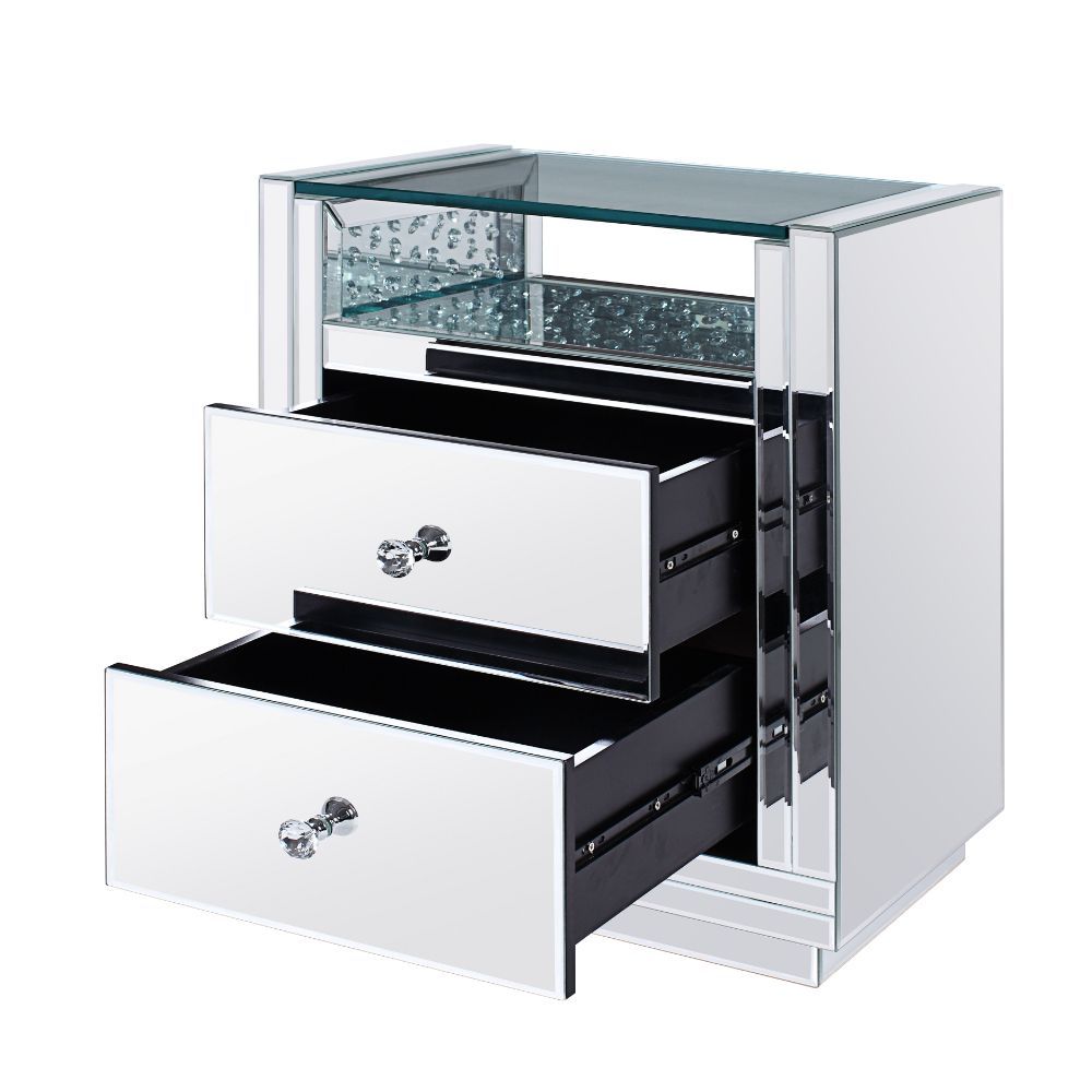 Nysa - 20" X 14" Accent Table - Mirrored & Faux Crystals