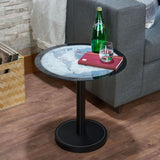 Boli - End Table - Black & Map Glass