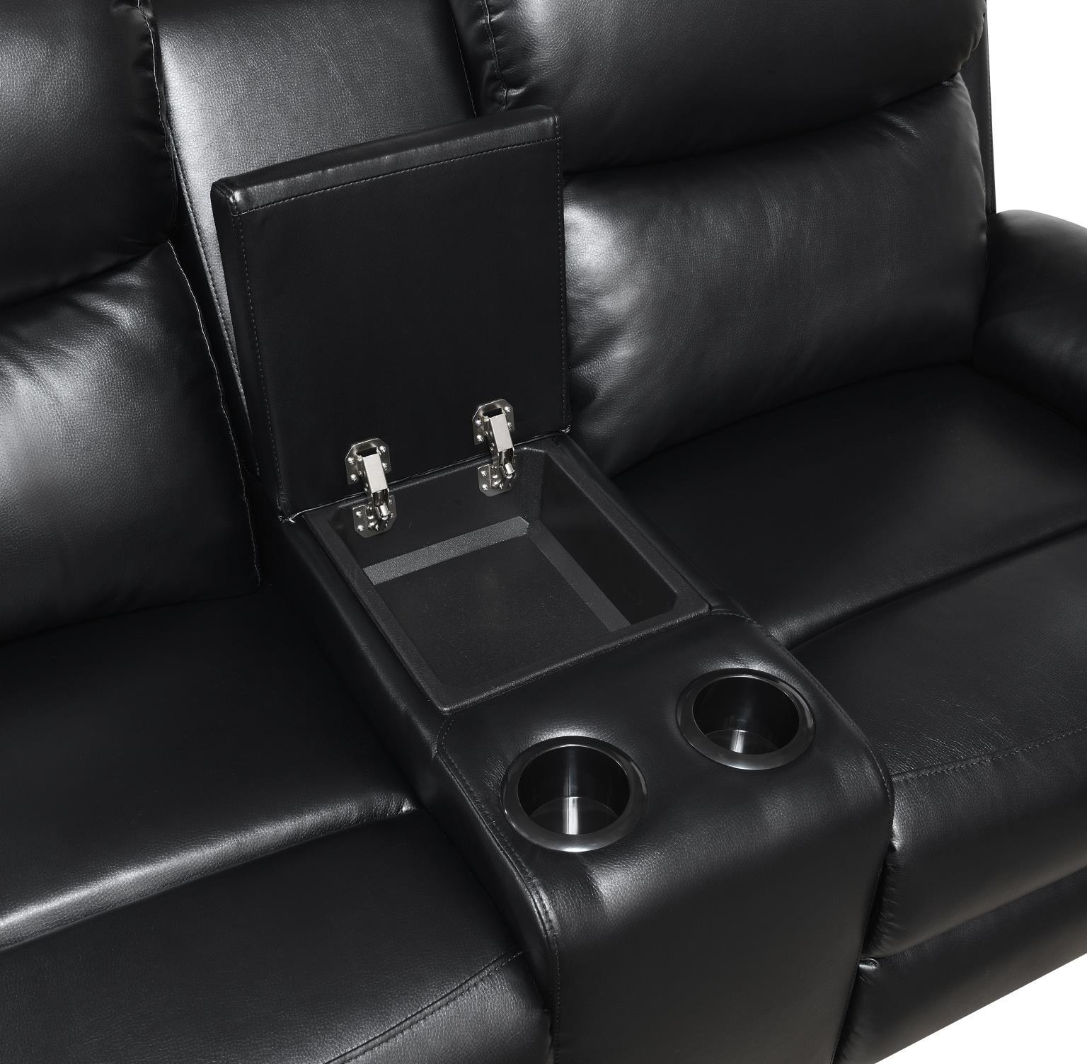 U184 - Motion Sofa With Drop Down Table - Black