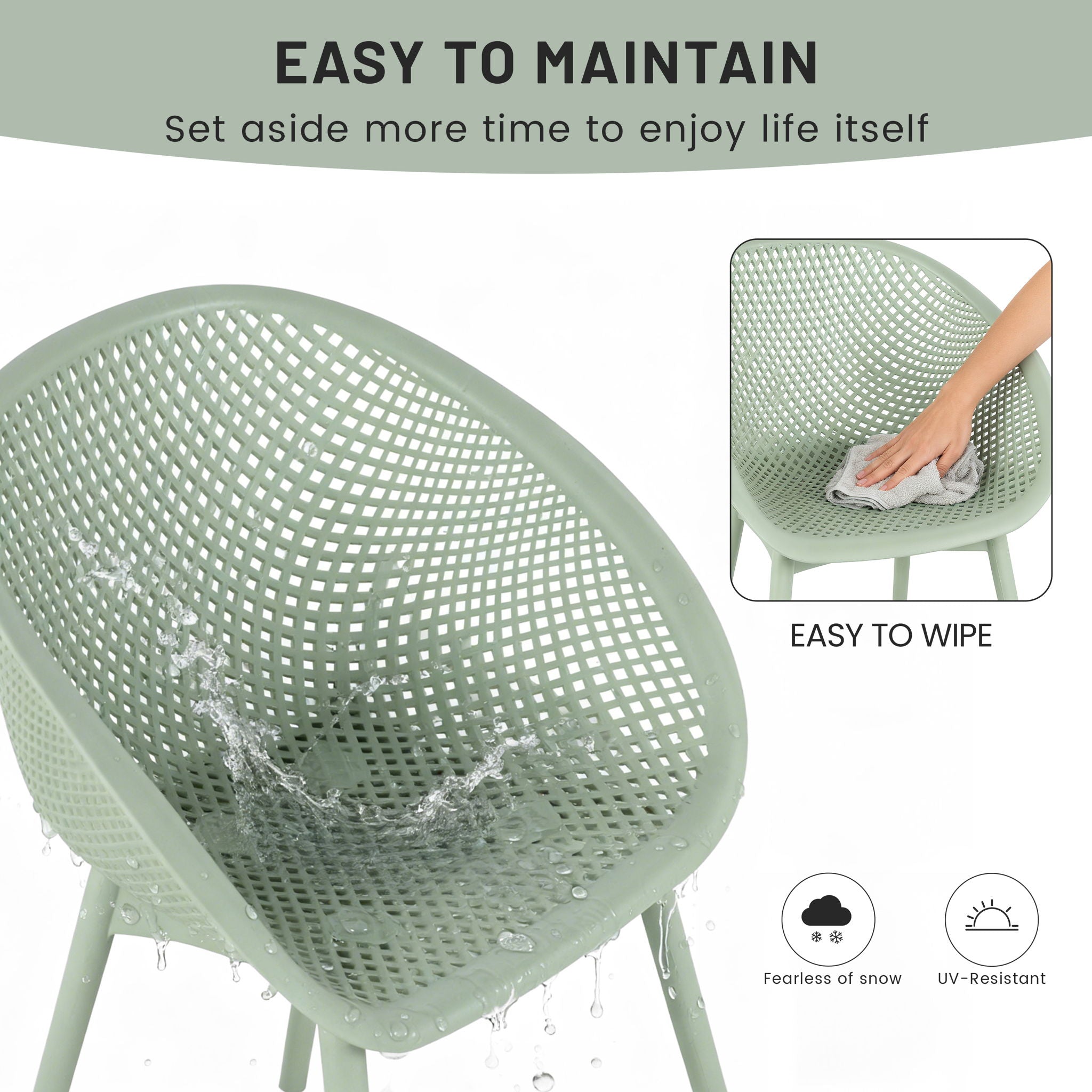 2 Piece Durable Single Chair With Mesh Hollow Out Design