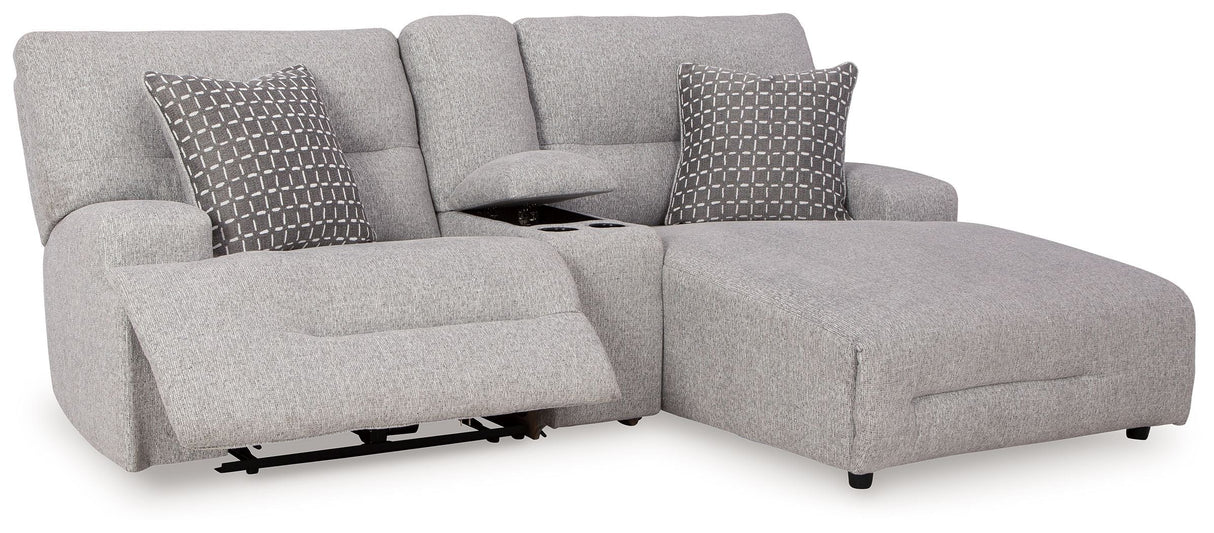 Acklen Place - Pewter - 4 Pc. - 3-Piece Power Reclining Sectional Sofa With Raf Chaise, Wide Seat Power Recliner