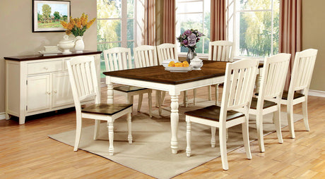 Furniture of America Harrisburg - Dining Table With Butterfly Leaf - Vintage White / Dark Oak | Meri Furniture