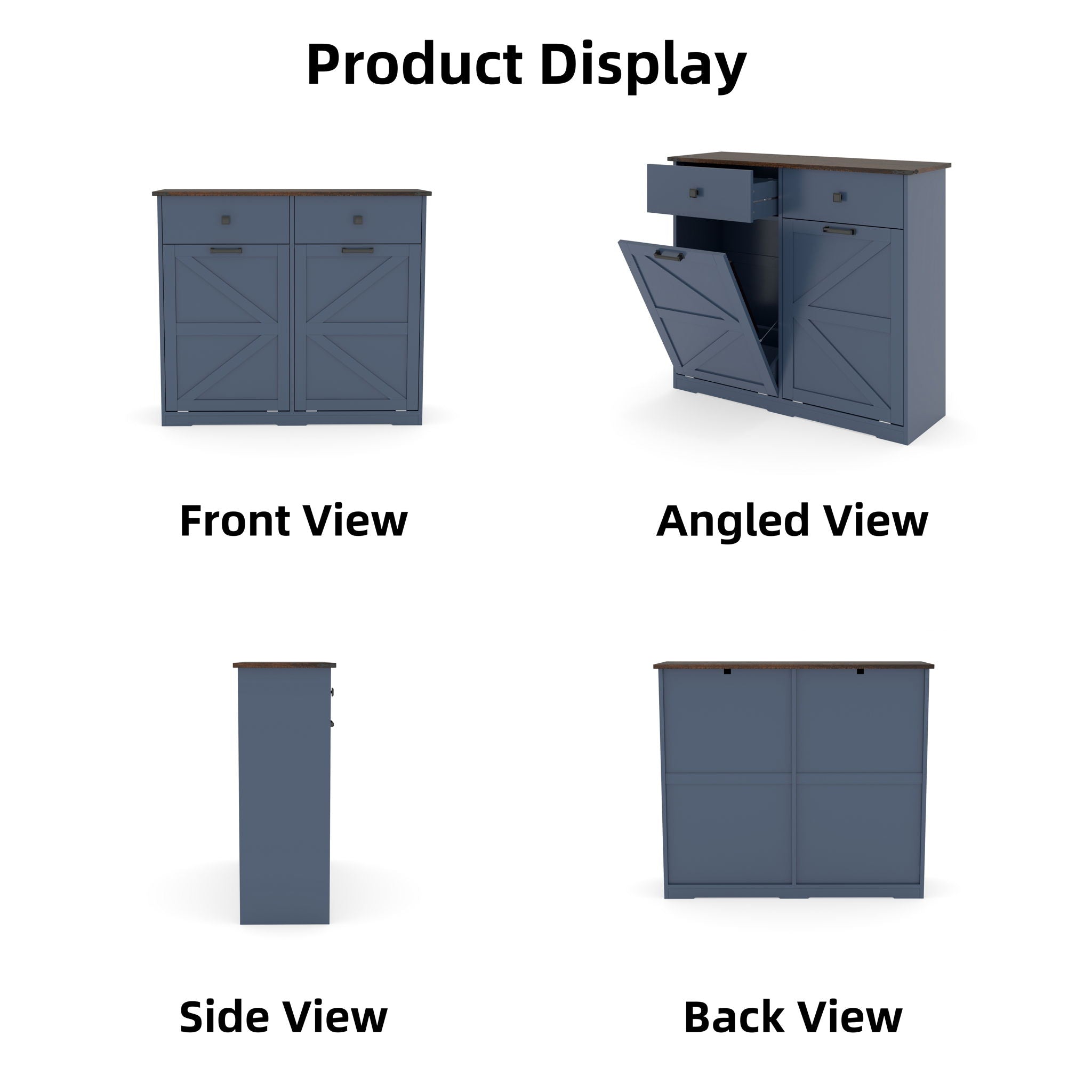 Double Tilt Out Trash Cabinet With Hideaway Drawer And Barn Door Style