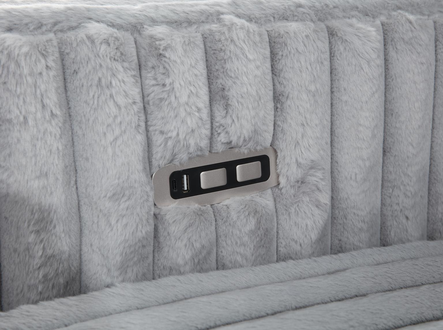 U260 - Corduroy Power Reclining 4 Piece Sectional With 2 Wireless Charger - Gray