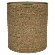 Halden - Round Woven Seagrass Accent Side Table - Light Brown