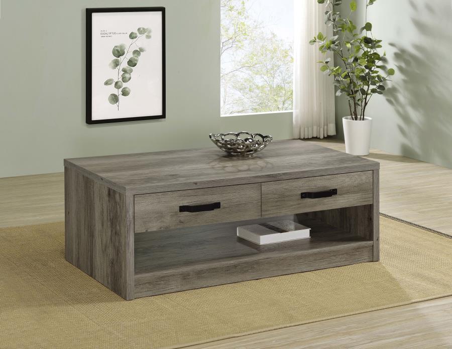 Coaster Fine Furniture Felix - 2-Drawer Engineered Wood Coffee Table - Gray Driftwood | Meri Furniture