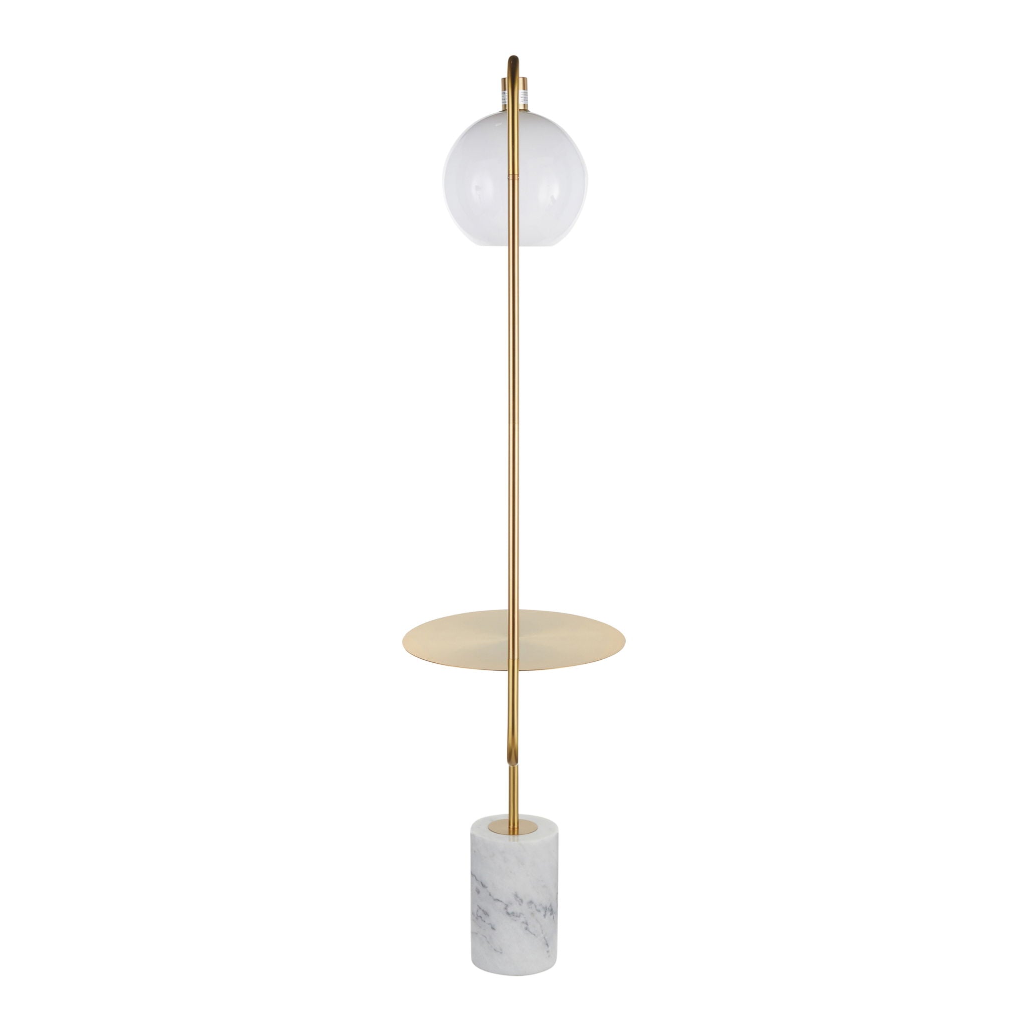 Symbol - Contemporary / Glam Floor Lamp Side Table - White Marble