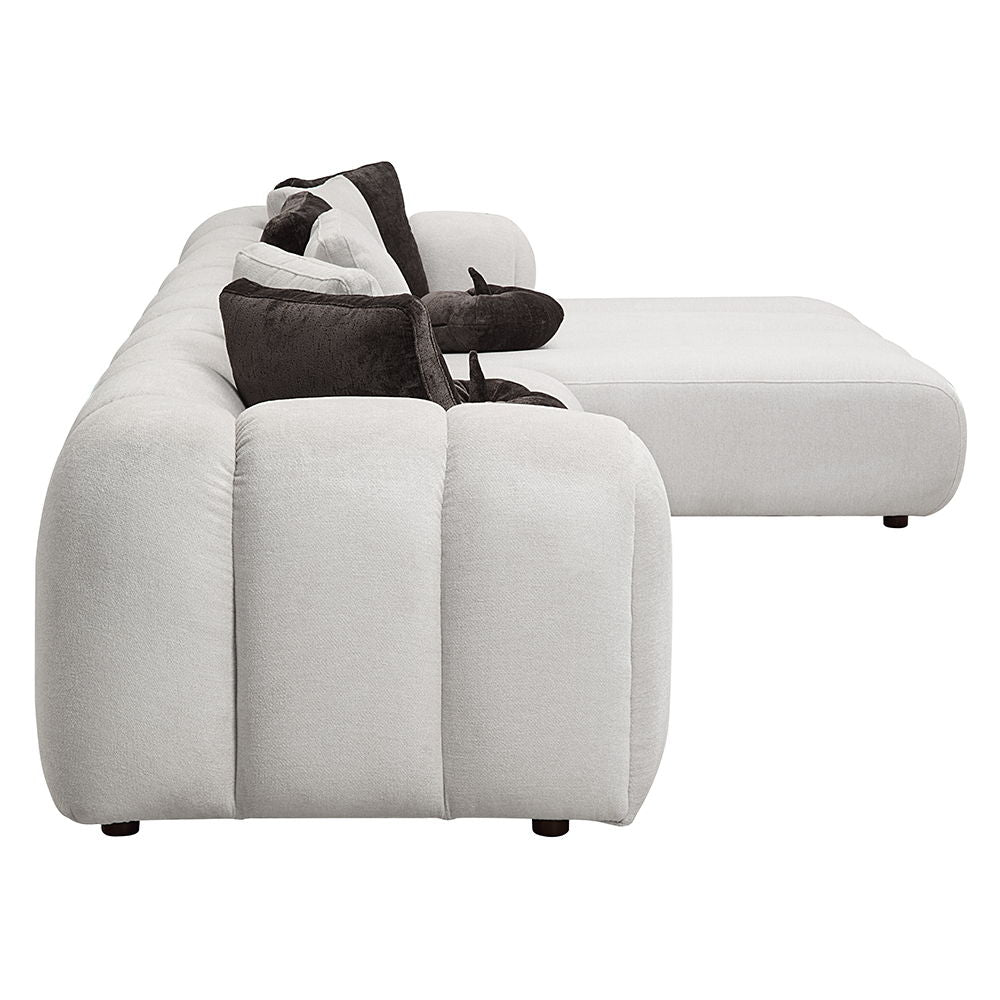 ACME Manilla - Sectional Sofa With 8 Pillows - Ivory White Linen | Meri Furniture