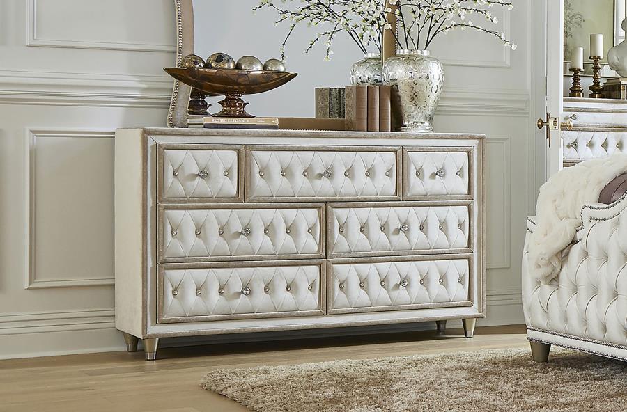 Coaster Fine Furniture Antonella - 7-Drawer Upholstered Dresser | Meri Furniture